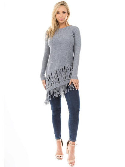 Tasseled Long Sleeves Knitting Sweater Tops
