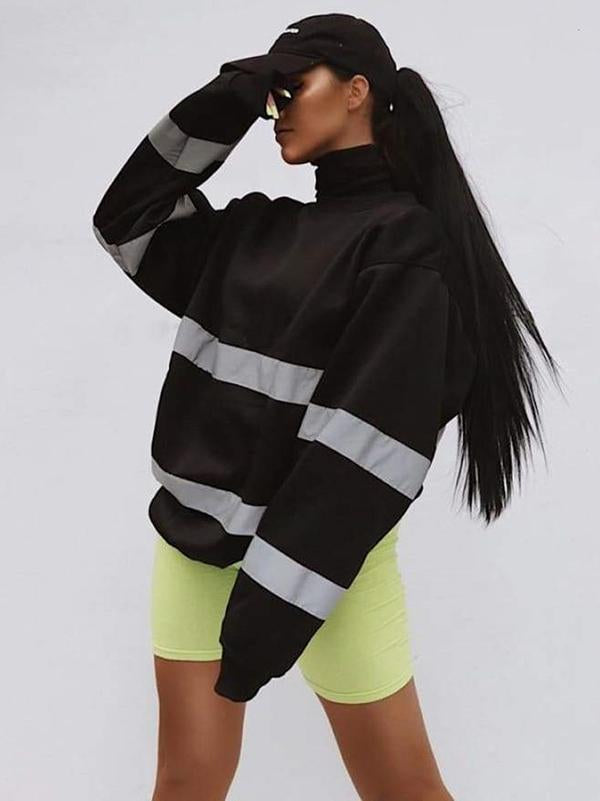 Reflective Striped Split-joint Sweatshirt