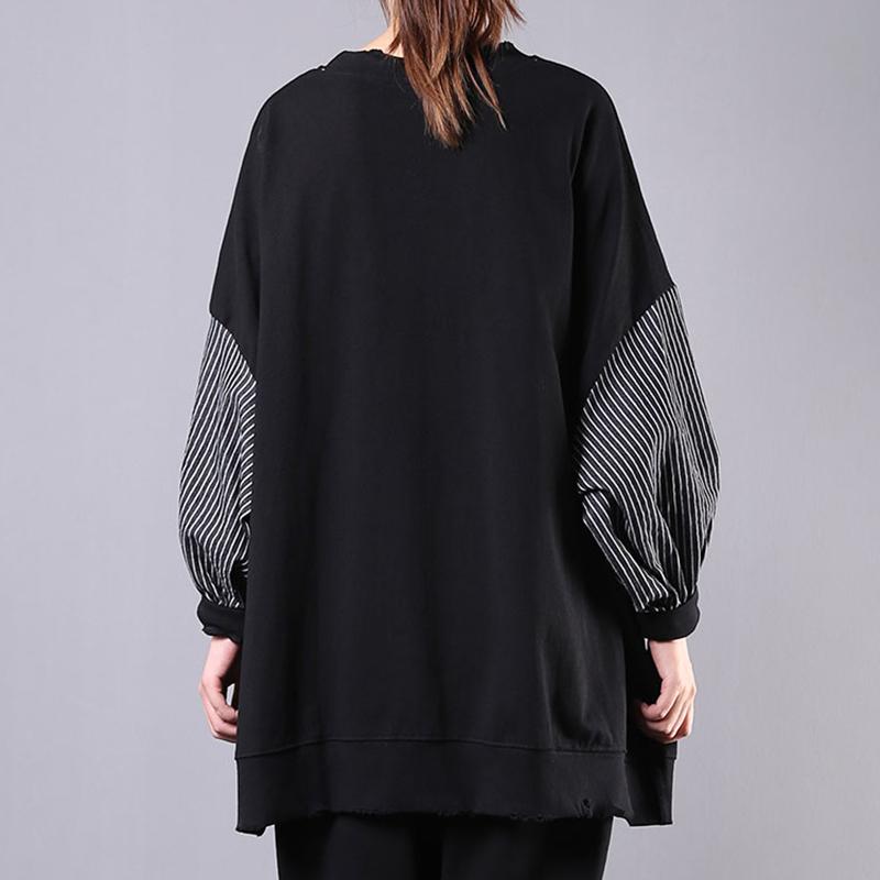 Buykud Striped Batwing Sleeve Letter Loose Blouse