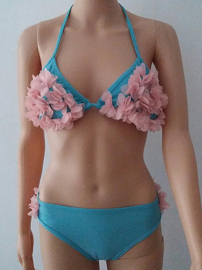 Sweet Flower Decoration Bohemia Bikinis Swimwear