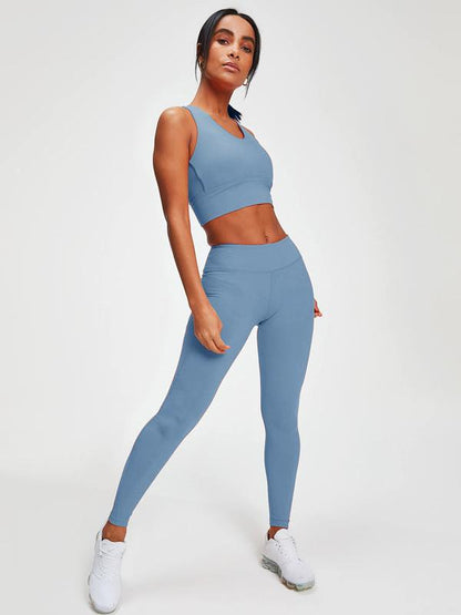 Solid Back Cross Breathable Sports Bra
