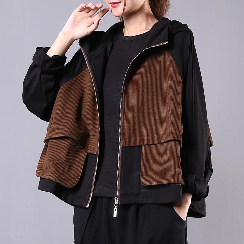Buykud Casual And Comfortable Stitching Hooded Jacket
