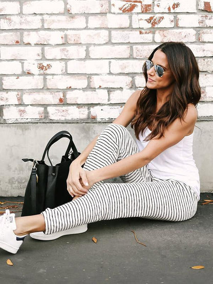 Striped Bandage Casual Pants
