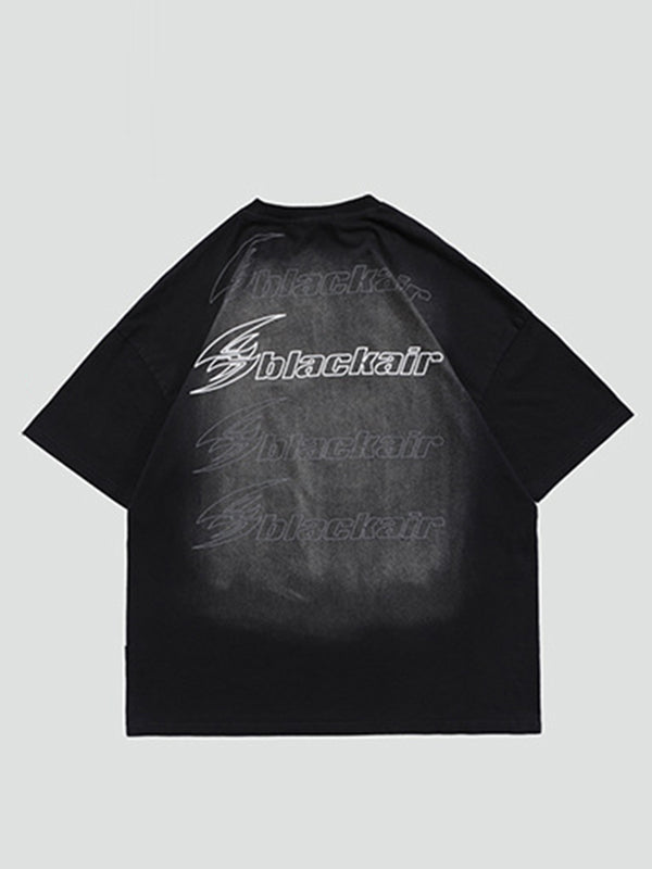 Vintage Round-Neck Bear Print Loose T-Shirts Tops