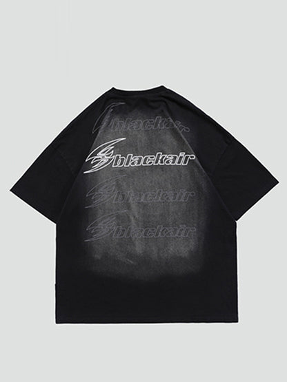Vintage Round-Neck Bear Print Loose T-Shirts Tops