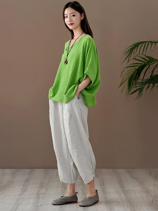 Vintage Solid Irregularity T-Shirts Tops