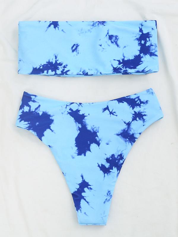 Tie-Dyed Gradient Split Bikini Swimsuit