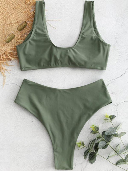 High Cut Plain Knot Bikinis Swimwear