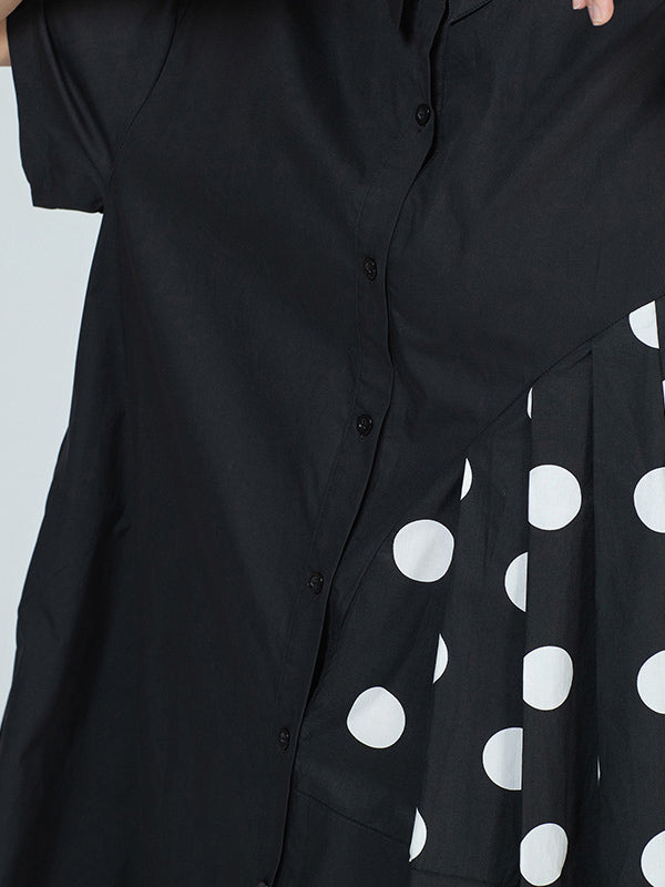 Original Polka-Dot Irregularity Split-Joint Shirt Dress