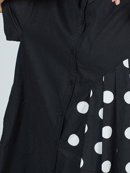 Original Polka-Dot Irregularity Split-Joint Shirt Dress