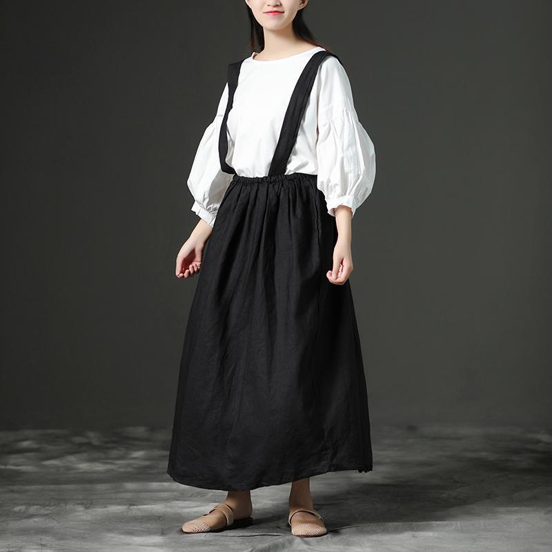 Black Casual Loose Women Summer Suspender Skirt