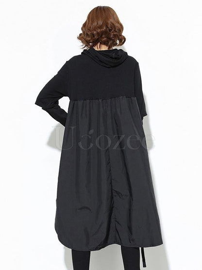 Loose BF Style Hooded Long Shirt Dress