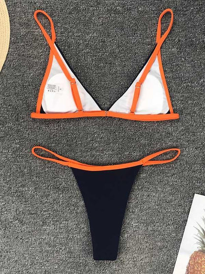 Contrast Triangle Bikini Swimsuit