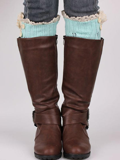 Lace Solid Color Knitting Ankle Socks