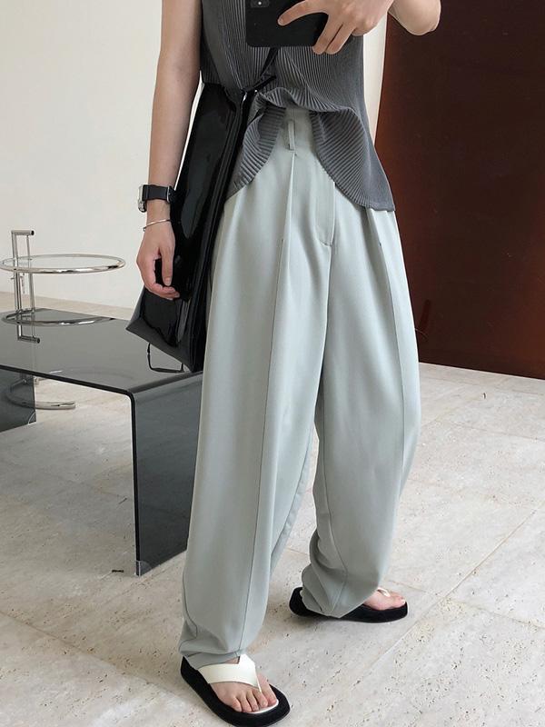 Casual Solid Column Pants Bottoms
