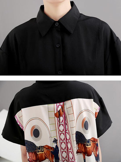 High-low Short Sleeves Backless Shirt
