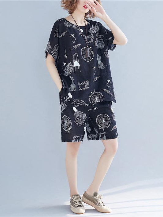 Loose Cartoon Printed Suits