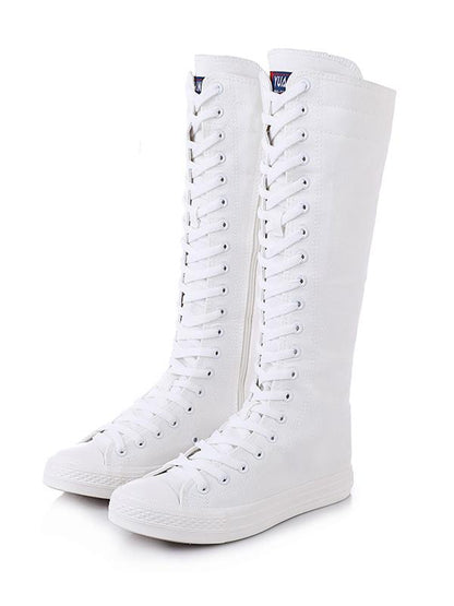 Casual High-top Side Zipper Mid high Canvas Boots