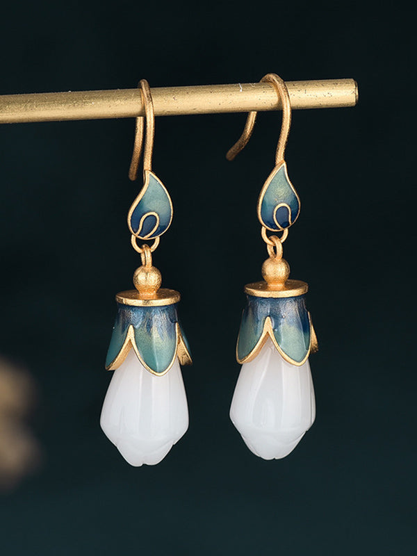 Vintage Flower-Embellished Geometry Earrings Accessories