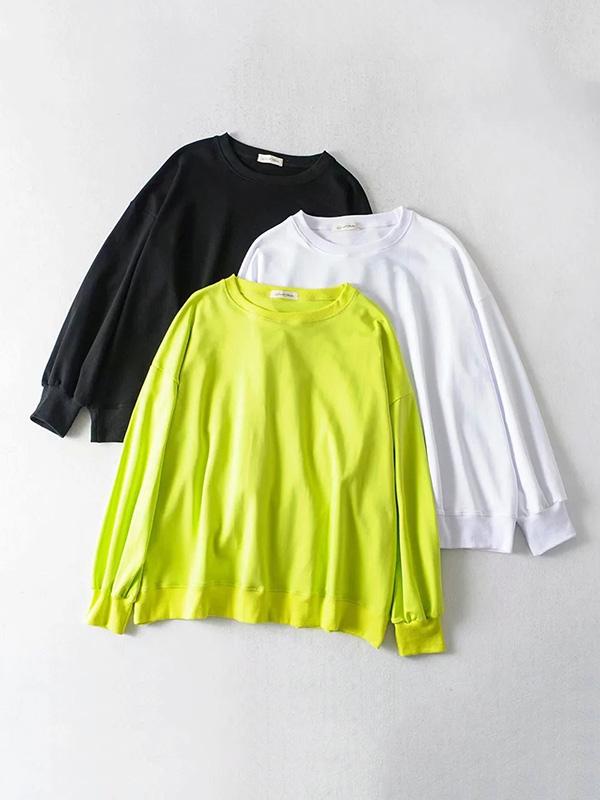 Fashion Casual Loose Solid Sweat Shirts