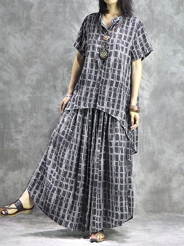 Casual Retro Linen Plaid Suit
