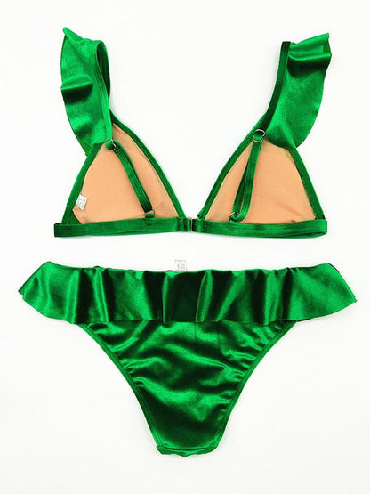 Flounce Sexy Solid Bikinis