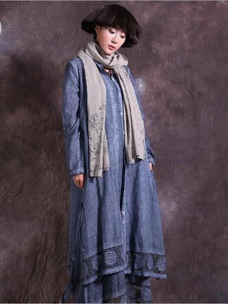 National Hollow Irregular Long Dress