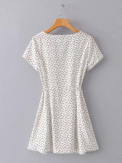 Sexy Lapel Polka-Dot Mini Dress