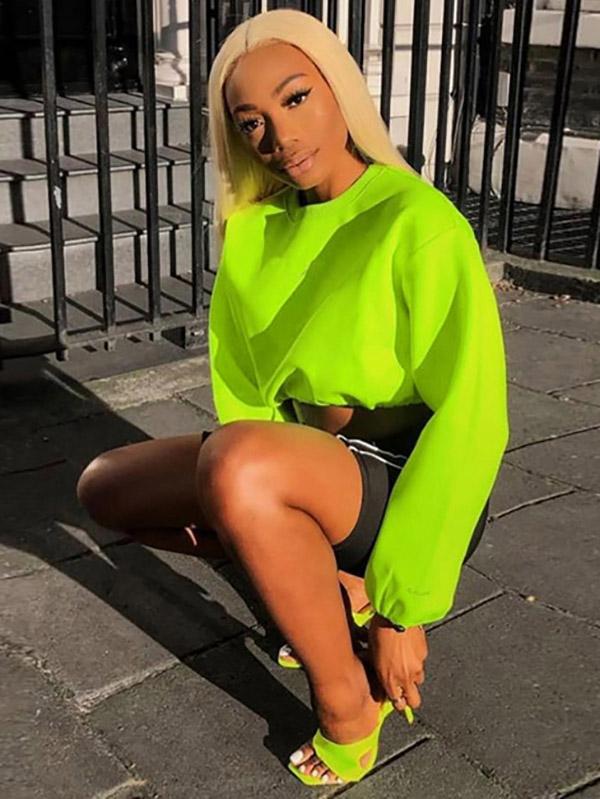 Fashion Loose Solid Sweat Shirts