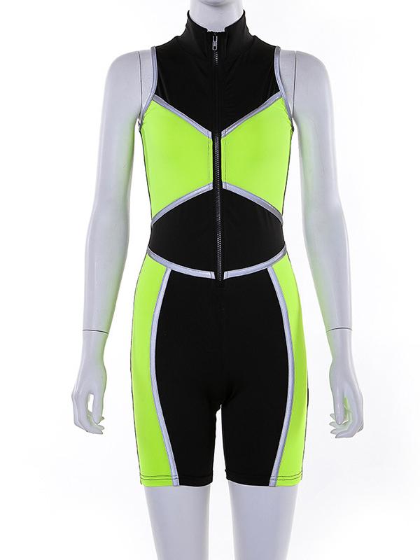 Reflective Split-joint Zipper Sports Rompers