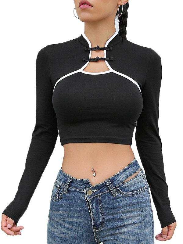 Vintage Chinese Style Mandarin Collar T-Shirt