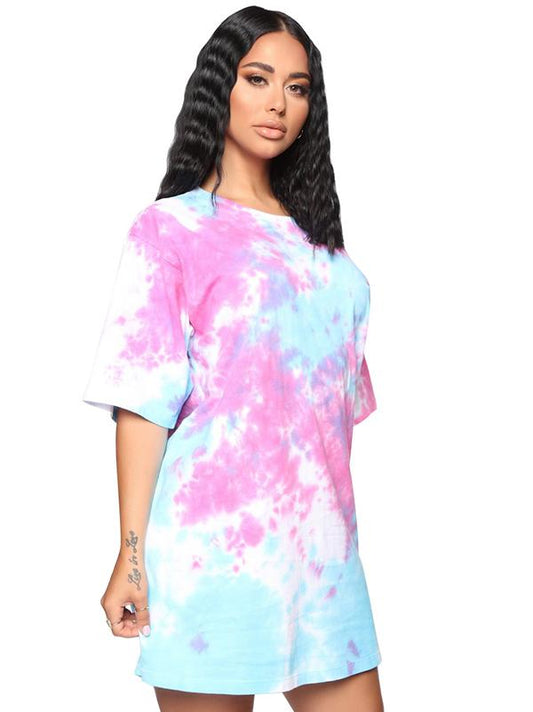 Tie Dye Loose Mini Dresses