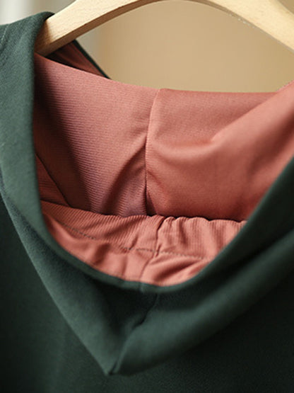 Casual Split-Joint Contrast Color Batwing Sleeve Hoodies