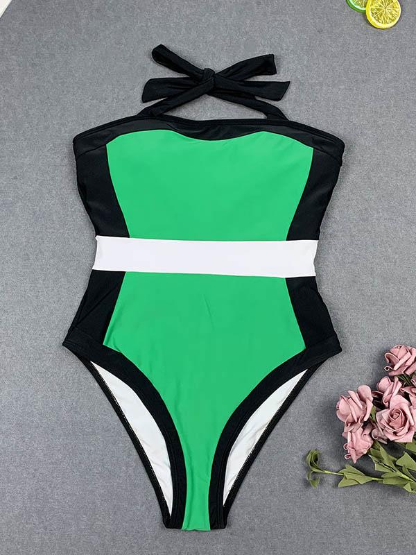 Strapless Splice One-Piece Swimwear