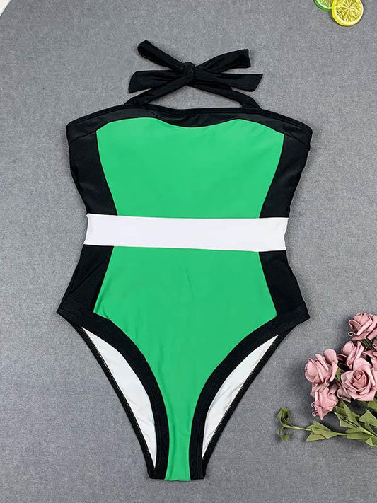 Strapless Splice One-Piece Swimwear