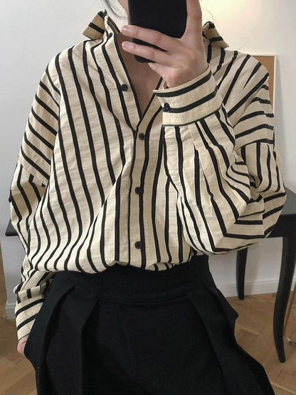 Vintage Stripes Loose Fashion Blouse Top