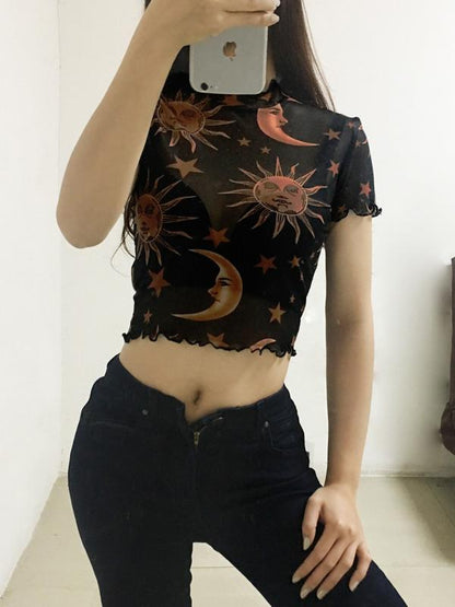 Graphic Crop Short Sleeve Tees