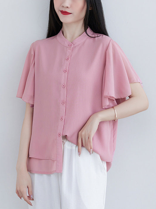 Original 14 Colors Falbala Lapel Blouse Tops