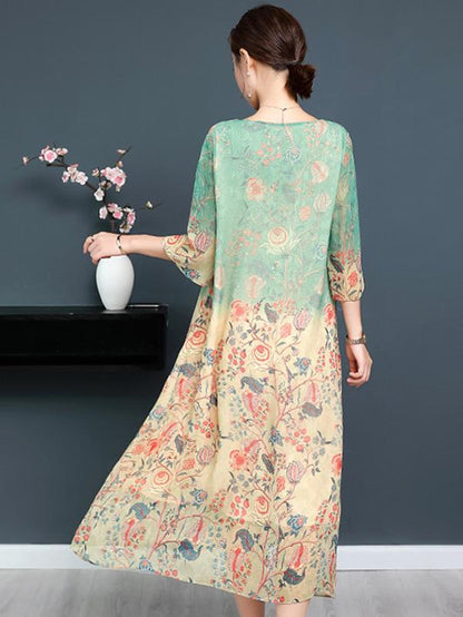 Retro Silk Soft Long Dress