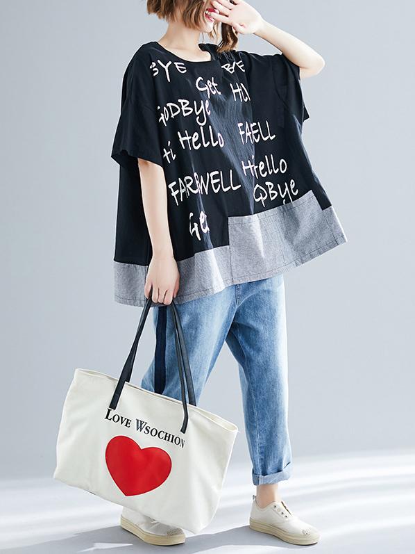 Loose Urban Casual Print Short T-Shirt