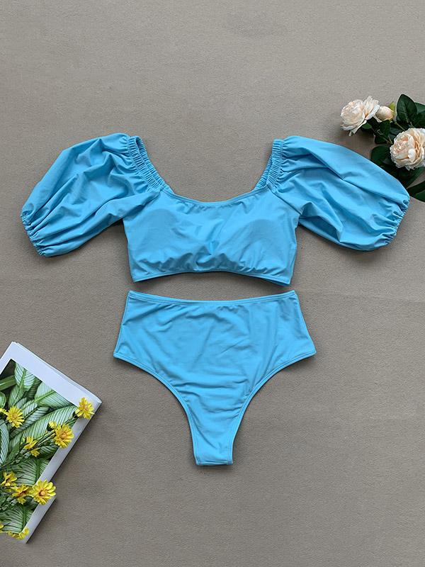 Sweetheart Short Sleeves Bikini Swimsuit