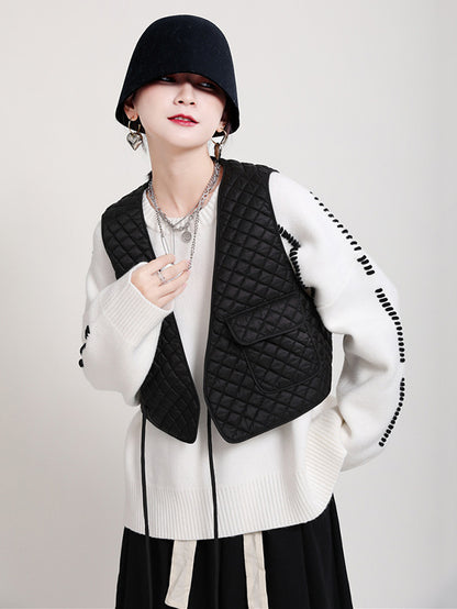 Original Geometry Plaid V-Neck Vest