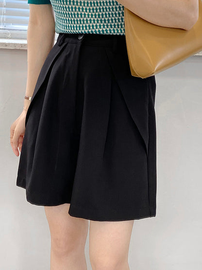 Original Solid Color High-Waisted Wide-Leg Column Shorts