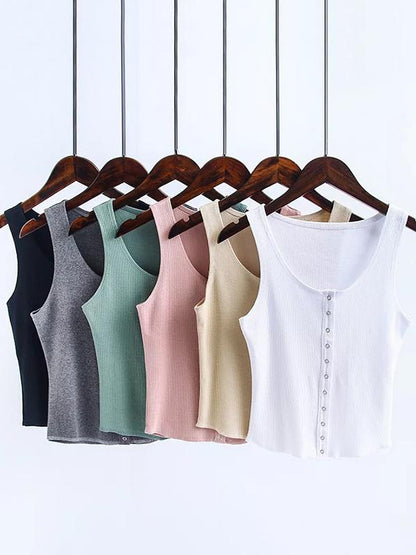 Round-neck Wrap Solid Casual Vest Top