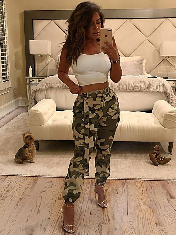 Plus Size Camouflage Printed Track Pants