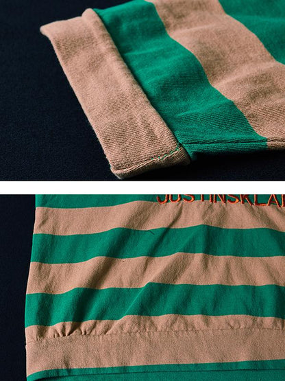 Buykud Stripes And Embroidered Letters Loose Hoodie