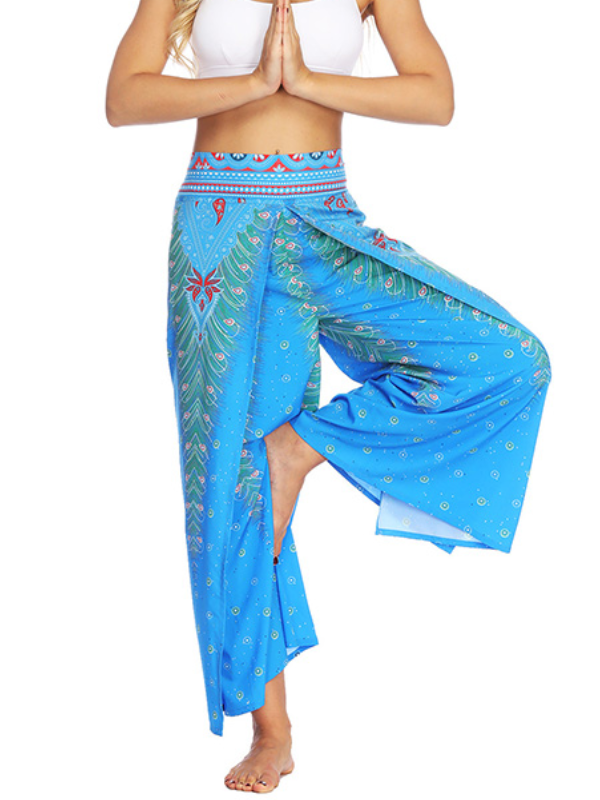 Bohemia Floral Printed Elastics Wide Leg Yoga Pants