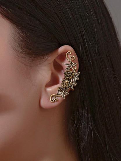 Vintage Metal Rose Geometric Ear Bone Clip