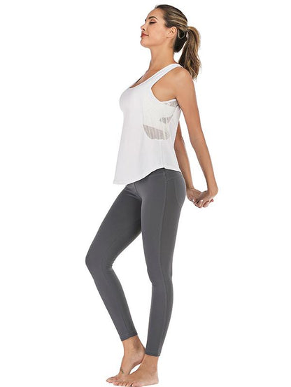 Side Mesh Solid Yoga Tanks
