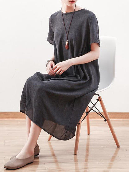 Summer Asymmetric Round-neck Dress